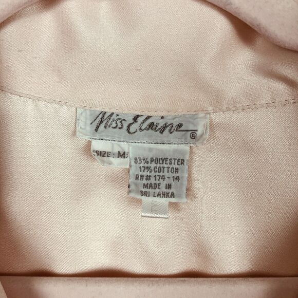 VTG Miss Elaine Lt Pink Nightgown Lingerie Embroidered Floral Pocket Womens SZ M - Picture 10 of 10